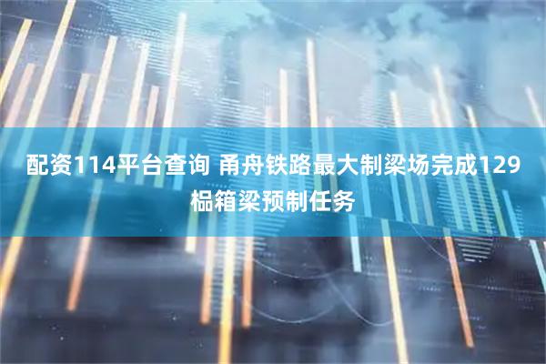 配资114平台查询 甬舟铁路最大制梁场完成129榀箱梁预制任务